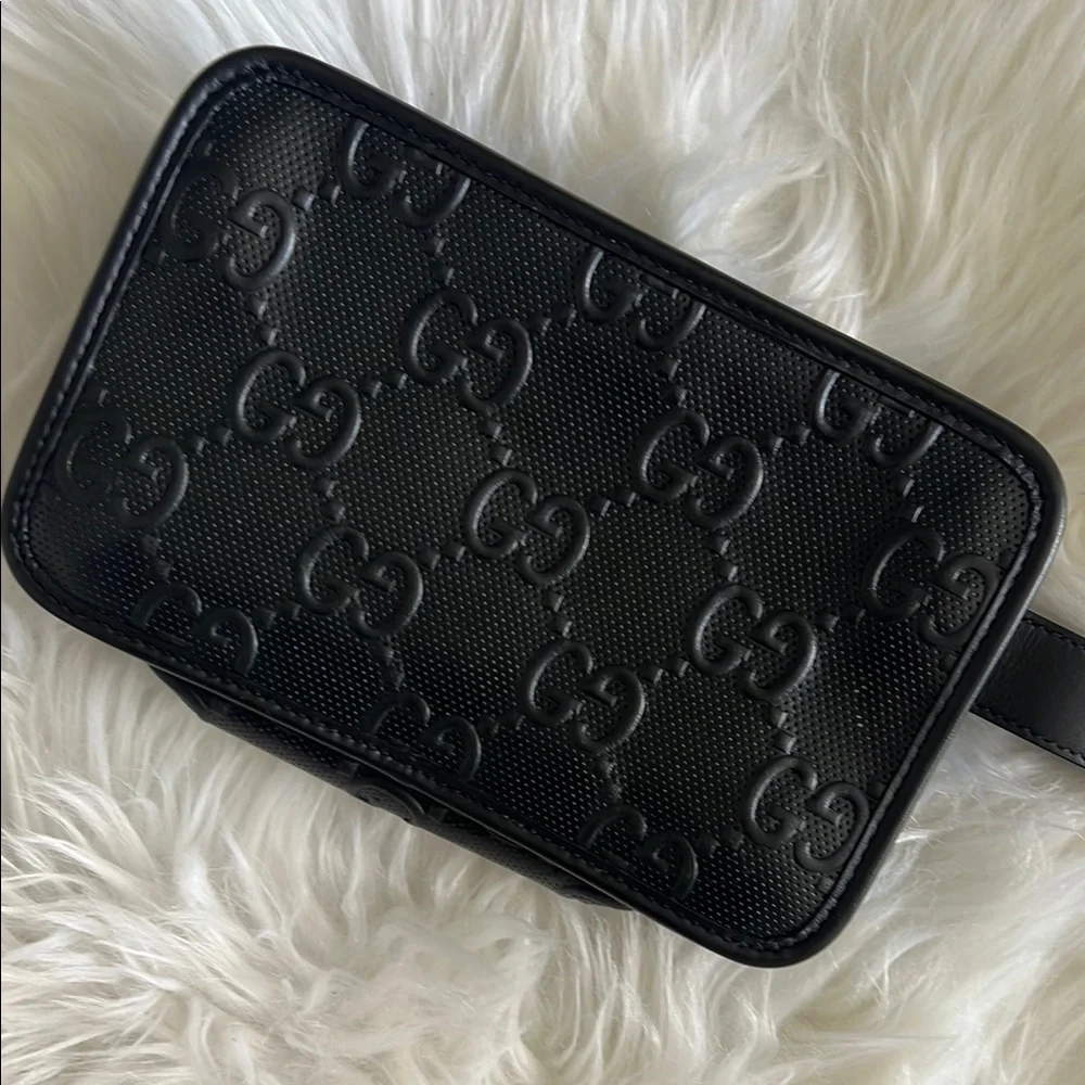 Gucci Black Embossed Shoulder Bag